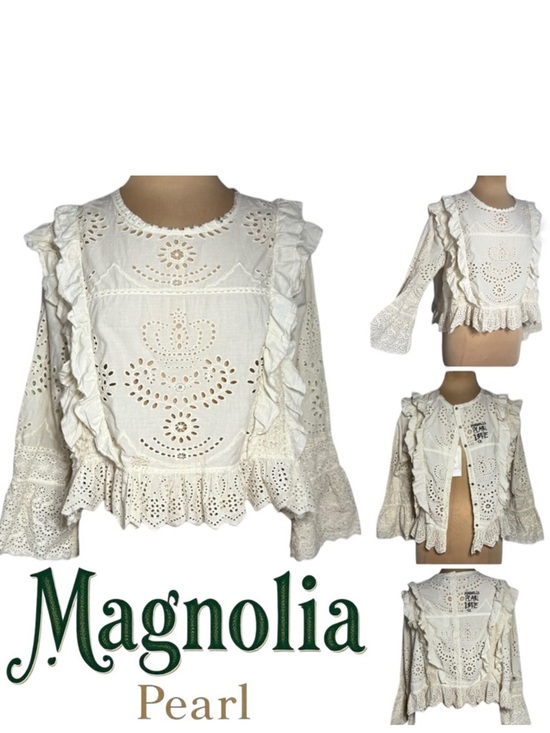 Magnolia Pearl Tops - Magnolia Pearl Hermione Eyelet Blouse TOP 2194-MOON-OS